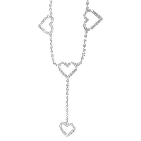 Rhinestone Heart Waist Body Chain (Silver) - Picture 3 of 3